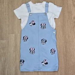 Conjunto de Overol de saya y pulover blanco De Minnie Mouse