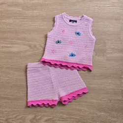 Conjunto de Stich tejido color rosado