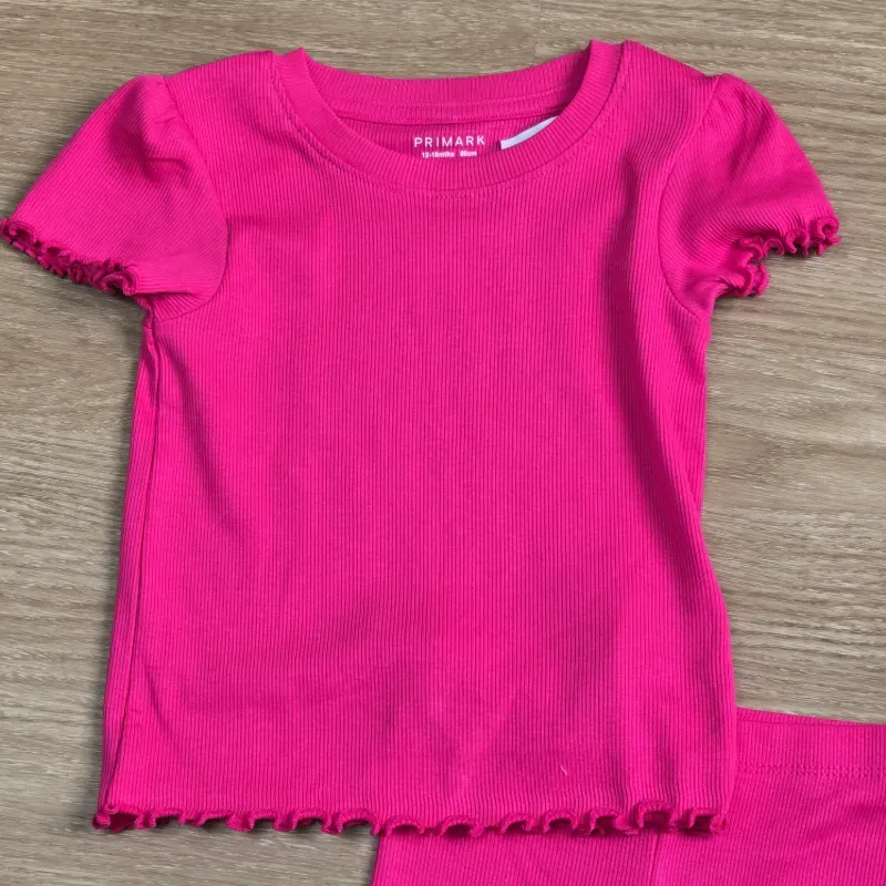 Conjunto de tela Canalé color rosa