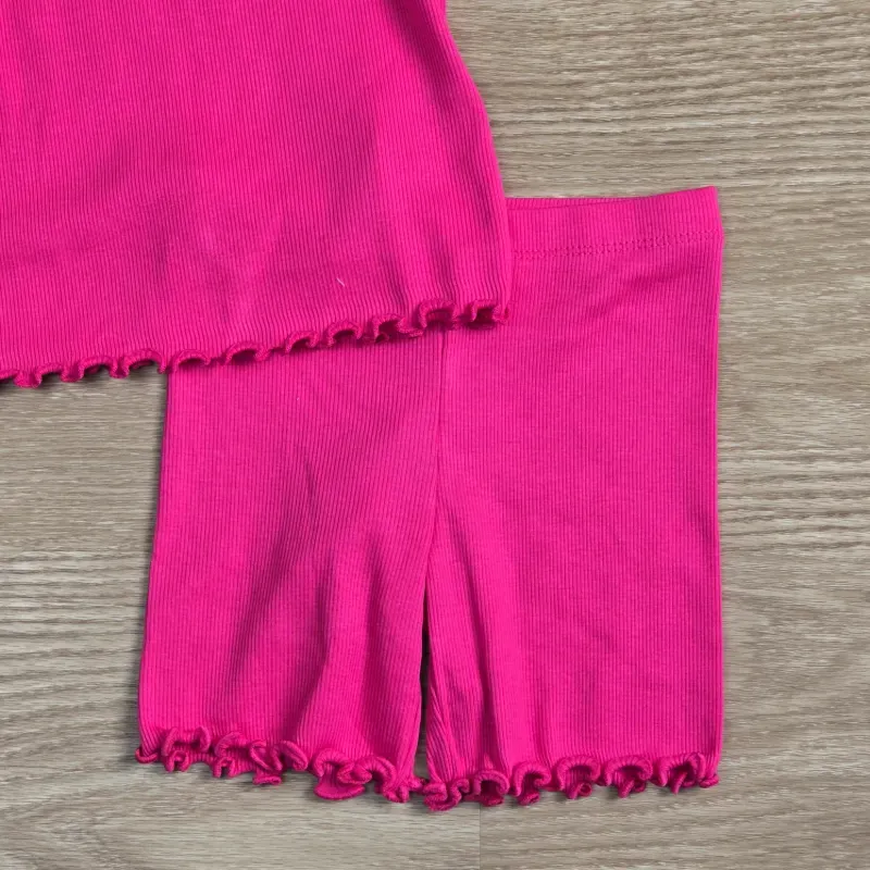 Conjunto de tela Canalé color rosa