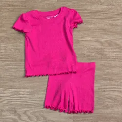 Conjunto de tela Canalé color rosa