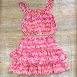 Conjunto Mango rosado y naranja 
