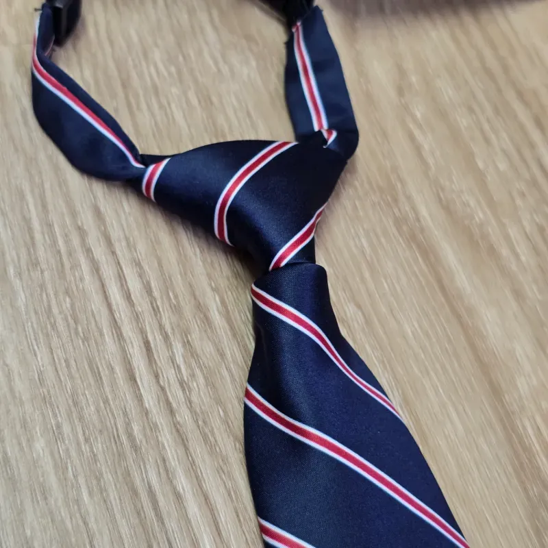 Corbata De Niño Ajustable Azul con Lineas Rojas