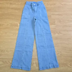 Jean Wide Leg Gris Bolsillos
