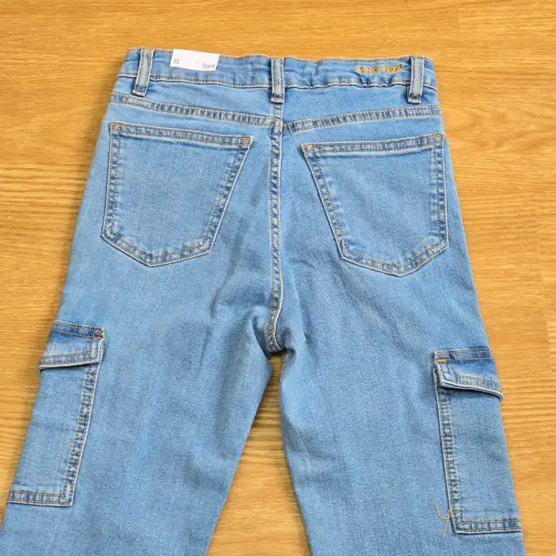 Jeans Flare Azul Cargo