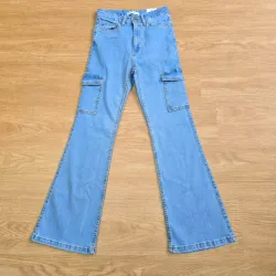 Jeans Flare Azul Cargo