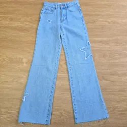 Jeans Wide Leg Azul Estrellas