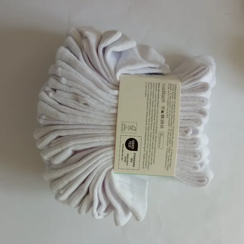 Pack de 10 pares de medias blancas largas