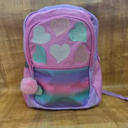 Mochila rosada tornasol corazones