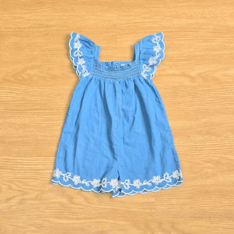 Mono short estilo mezclilla de tela con bordados