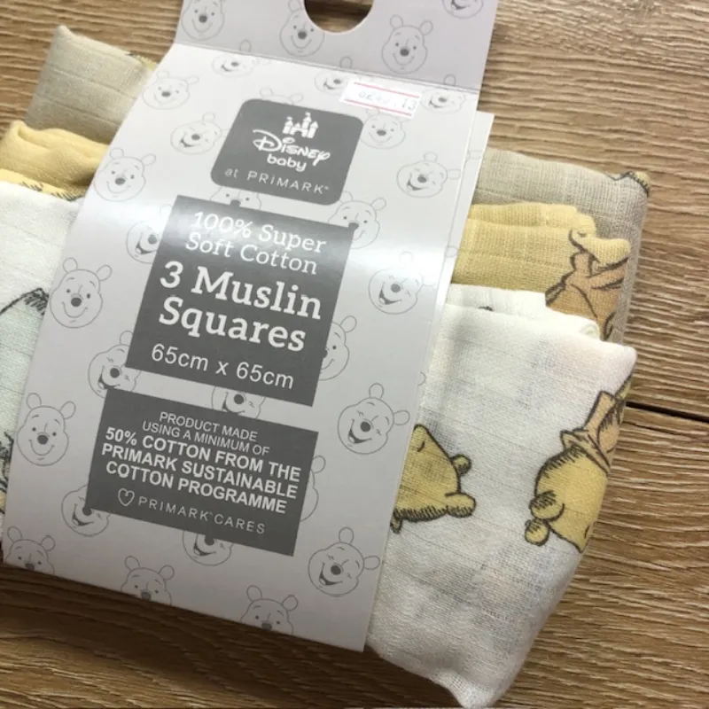 Pack de 3 paños de muselina con Winnie Pooh