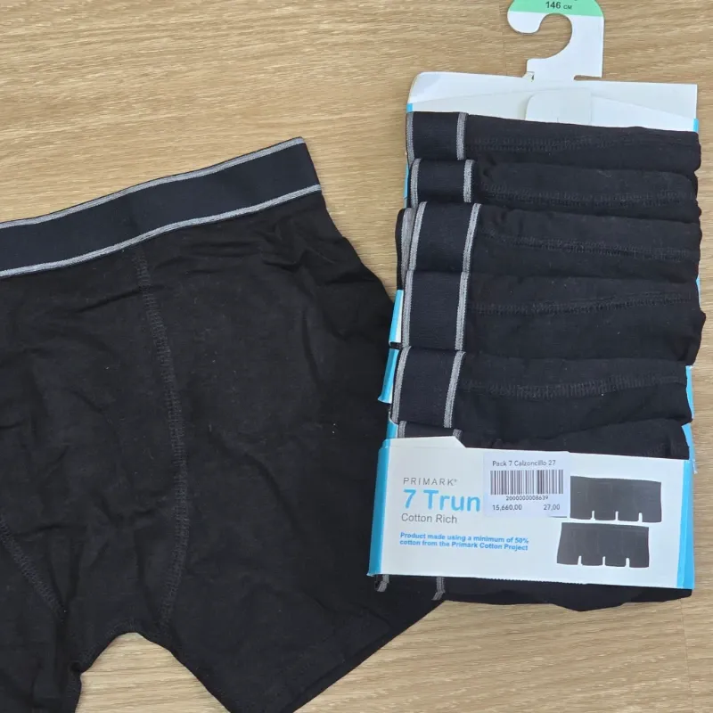 Pack 7 calzoncillos de pata color negro