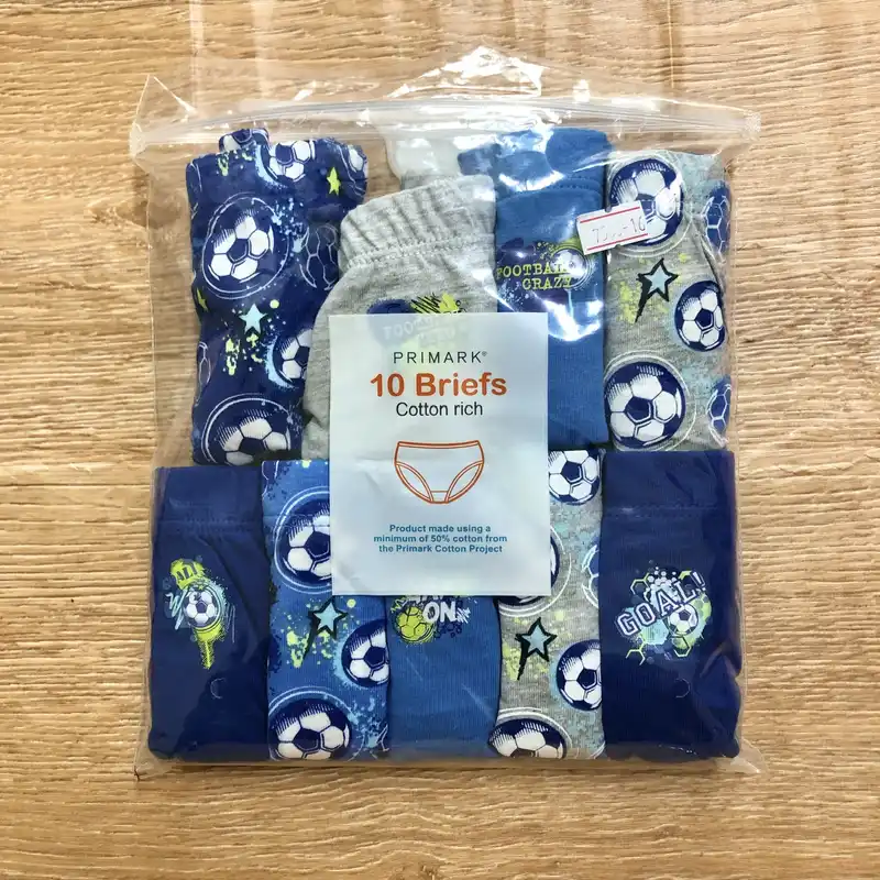 Pack de 10 calzoncillos con balones color azul 