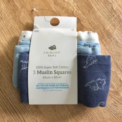 Pack de 3 paños de muselina color azul 