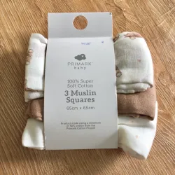 Pack de 3 paños de muselina color marrón