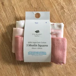 Pack de 3 paños de muselina color rosado 