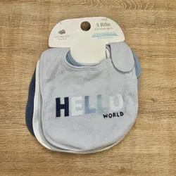 Pack de 5 baberos color azul y blanco 