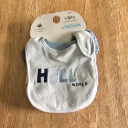 Pack de 5 baberos color azul y blanco 