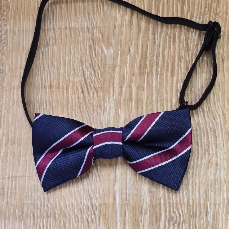 Pajarita color azul con franja roja