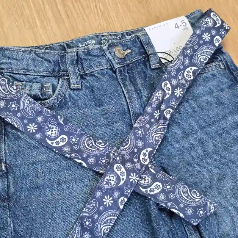 Pantalon de Mezclilla con Cinto adicional azul