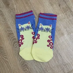 Par de medias color azul con gatico