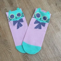 Par de medias color rosado con gatico 