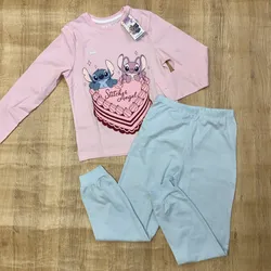 Pijama con Stitch y Ángel color rosado
