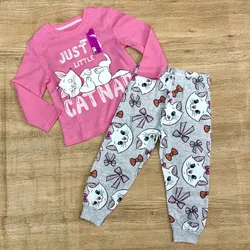 Pijama de Marie color rosado y gris