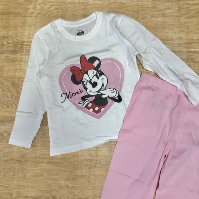 Pijama de Minnie Mouse color blanco y rosado 