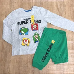 Pijama de Súper Mario color gris y verde