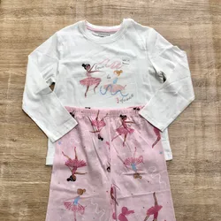 Pijama con bailarinas color rosado y blanco
