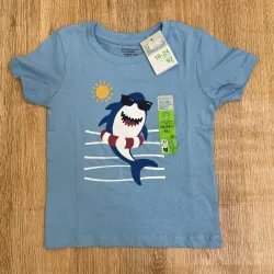 Pulóver azul claro con tiburón feliz 