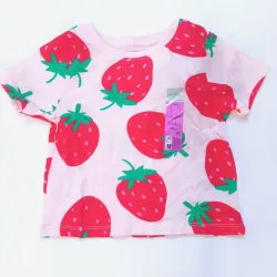 Pulóver color rosado con fresas 