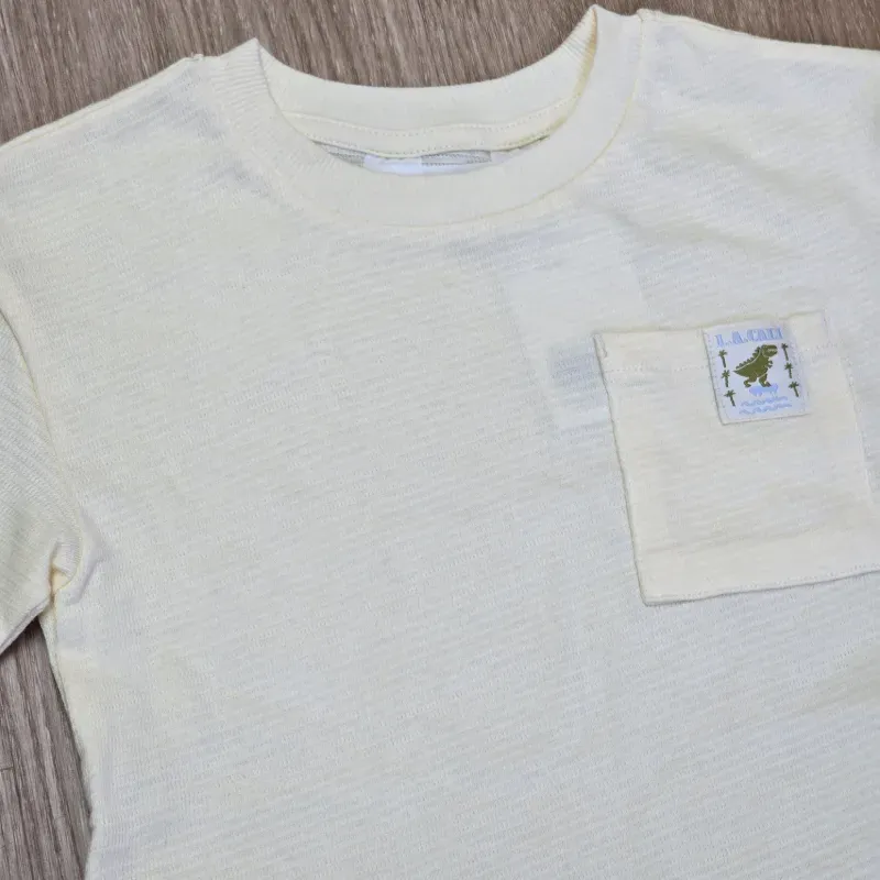 Pulover de Dinosaurios Tela Canalé con bolsillo delantero