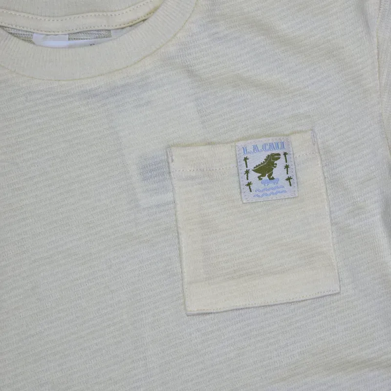 Pulover de Dinosaurios Tela Canalé con bolsillo delantero