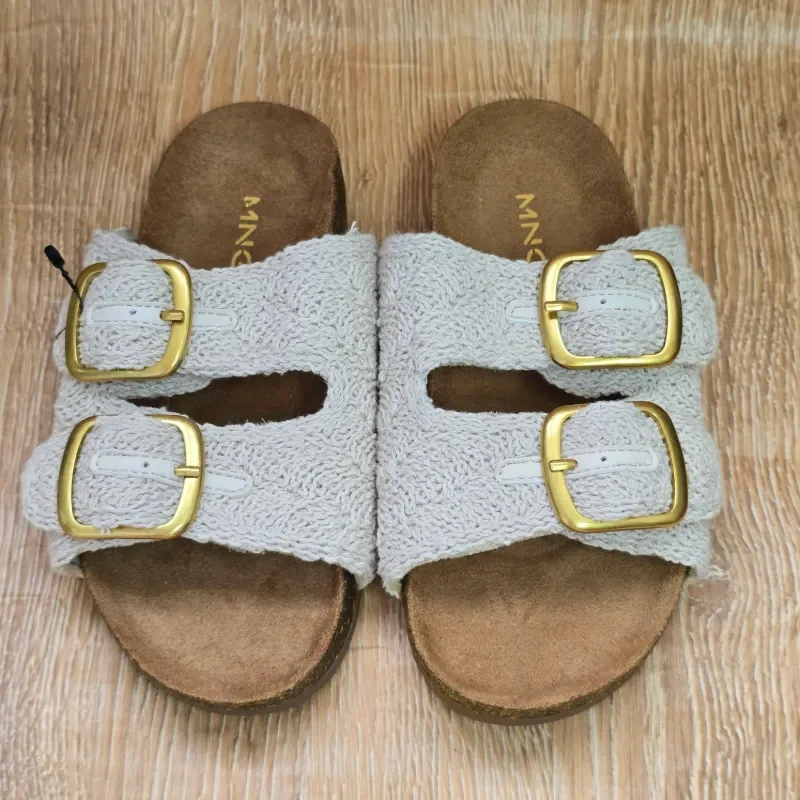 Sandalias de Hebilla Beige de Yute