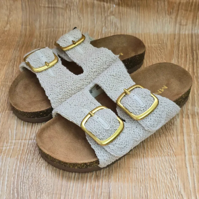 Sandalias de Hebilla Beige de Yute