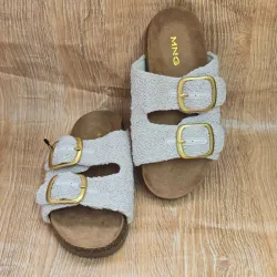 Sandalias de Hebilla Beige de Yute