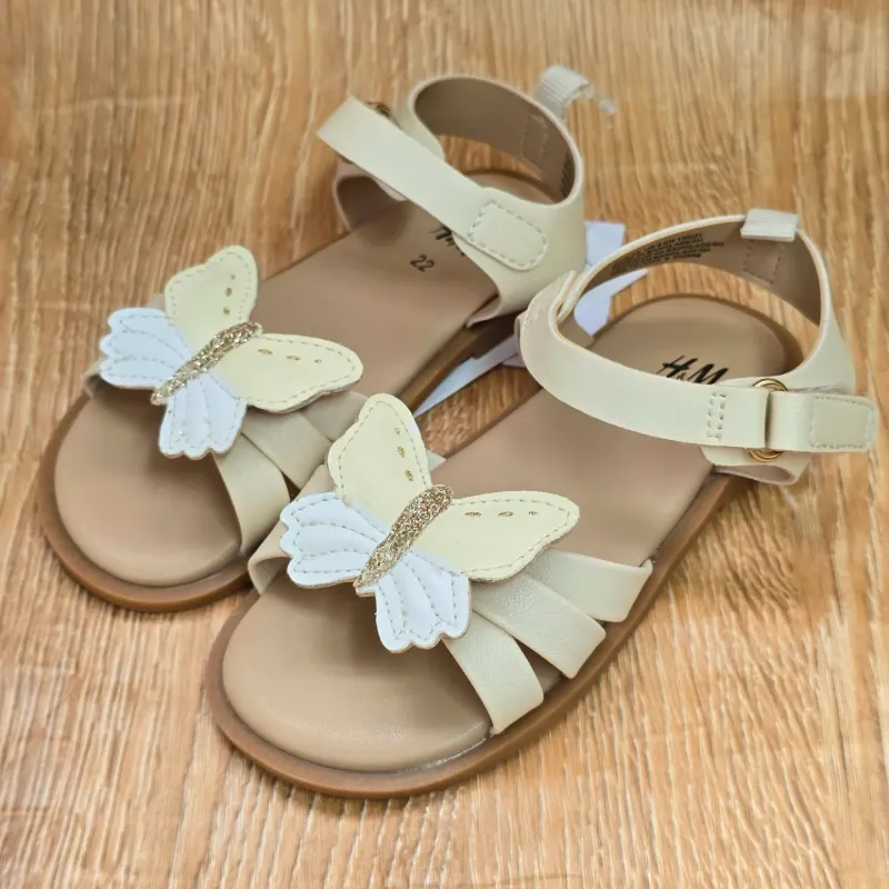 Sandalias de Tiras Beige mariposa