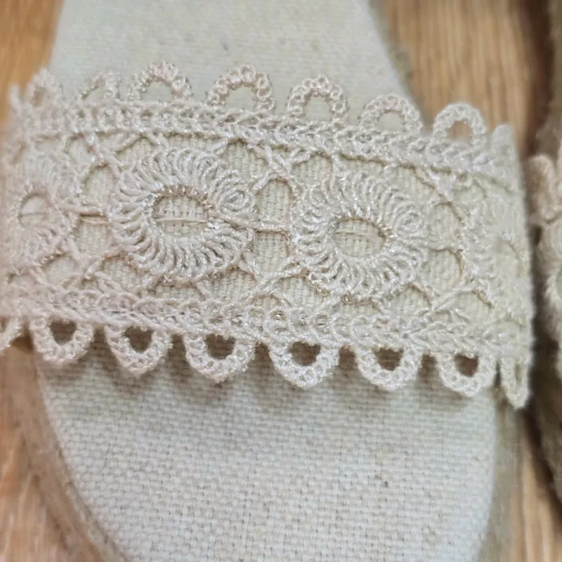 Sandalias Plataforma Beige Encaje