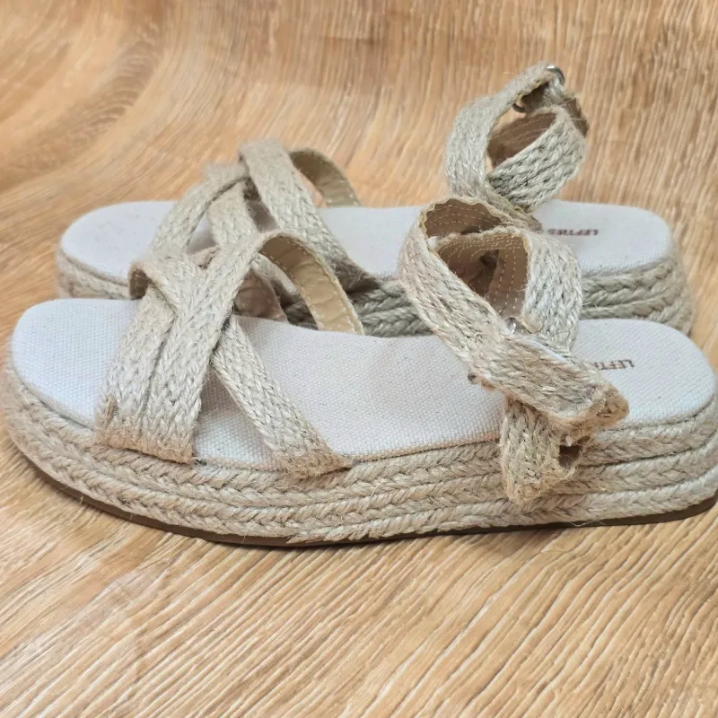 Sandalias Plataforma Beige Yute
