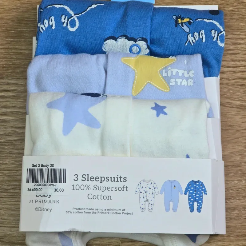 Set 3 Enterizos de Mickey Azul y Blanco