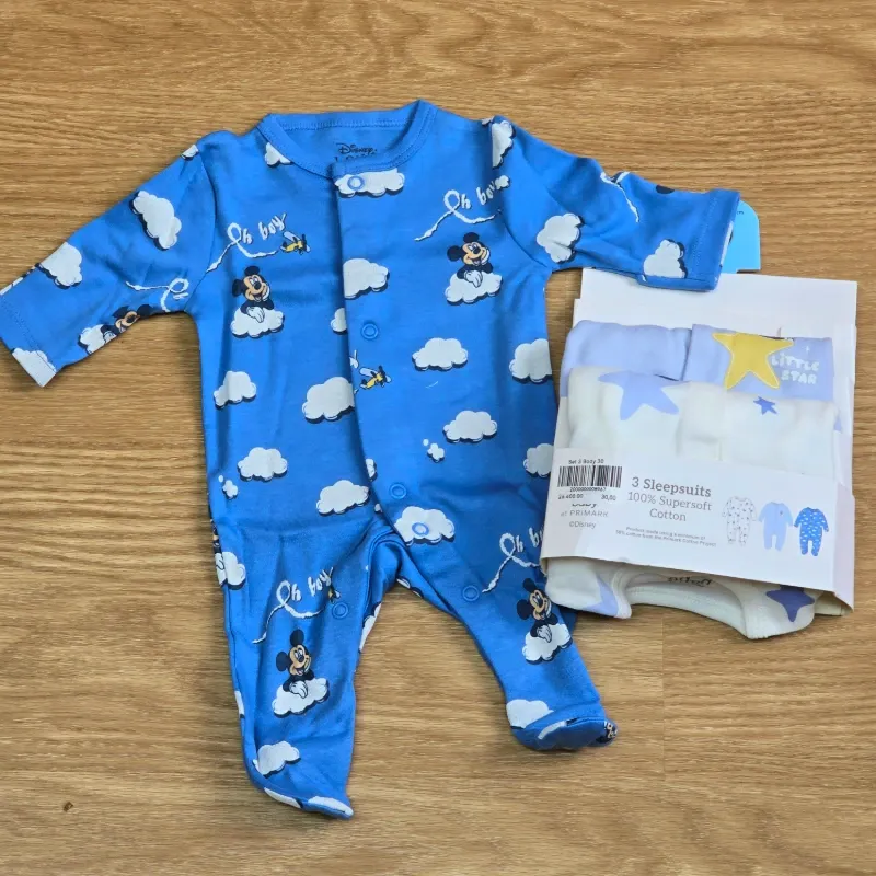Set 3 Enterizos de Mickey Azul y Blanco