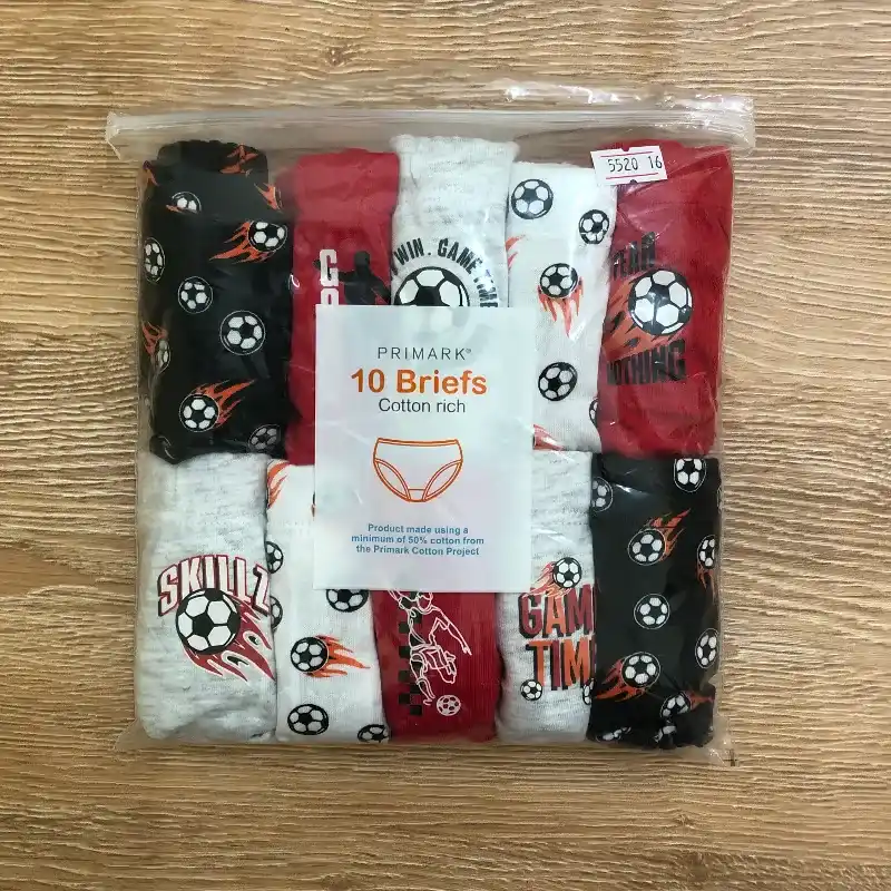 Set de 10 calzoncillos con pelota de fútbol 