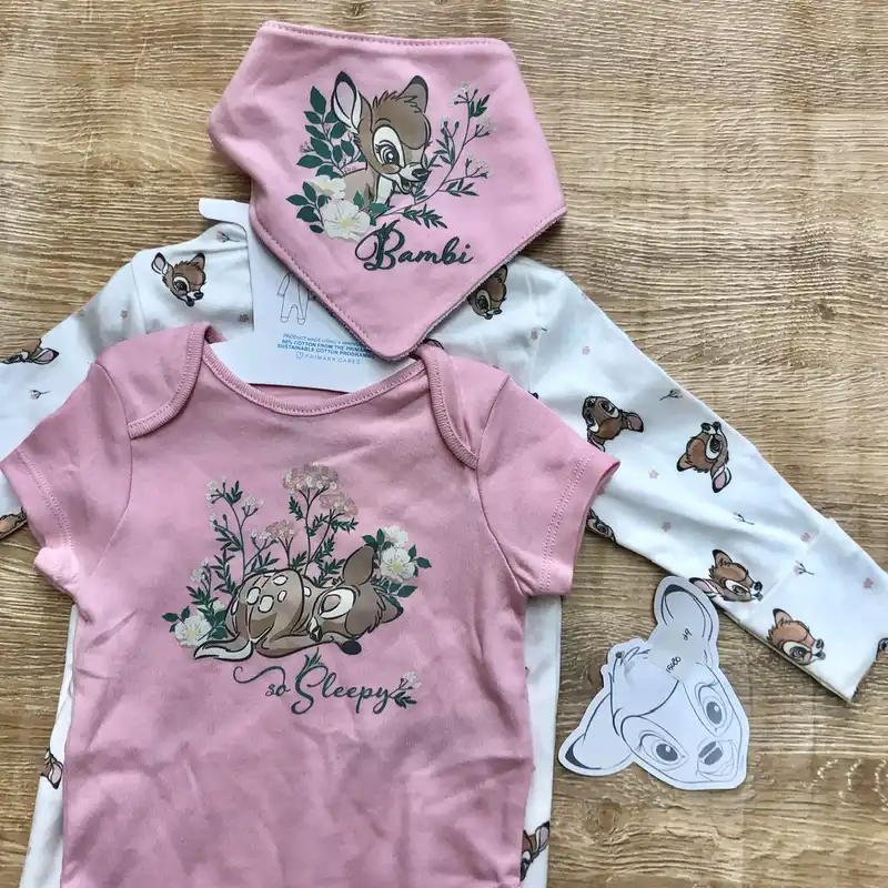 Set de 2 bodys con babero de Bambi color rosado