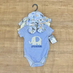 Set de 3 bodies con guantes y gorro color azul