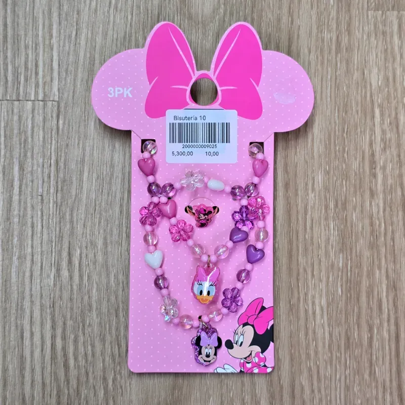 Set de Bisuteria de Minnie de Collar, Pulsera y Anillo