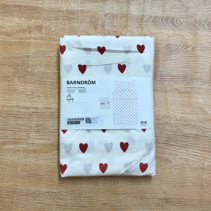 Set de sábana y funda con corazones 