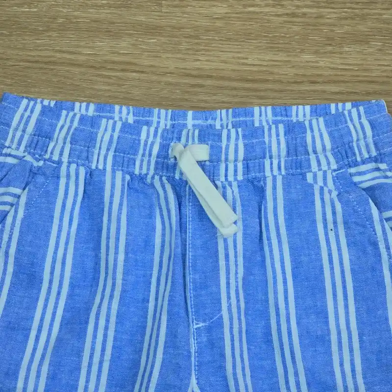 Short de Lino Azul de Rayas