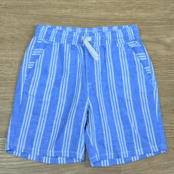 Short de Lino Azul de Rayas